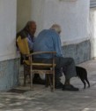 Two old guys and a dog